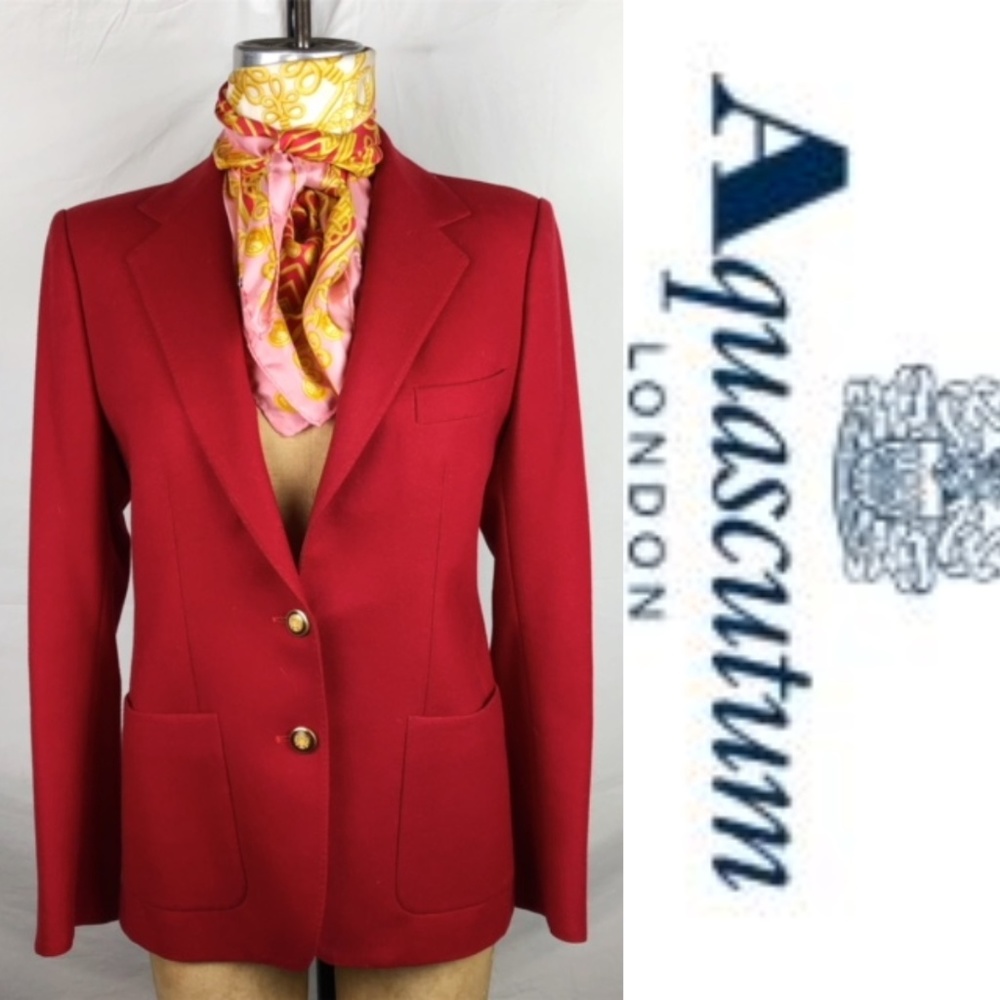 AQUASCUTUM of LONDON RED WOOL CLASSIC BLAZER